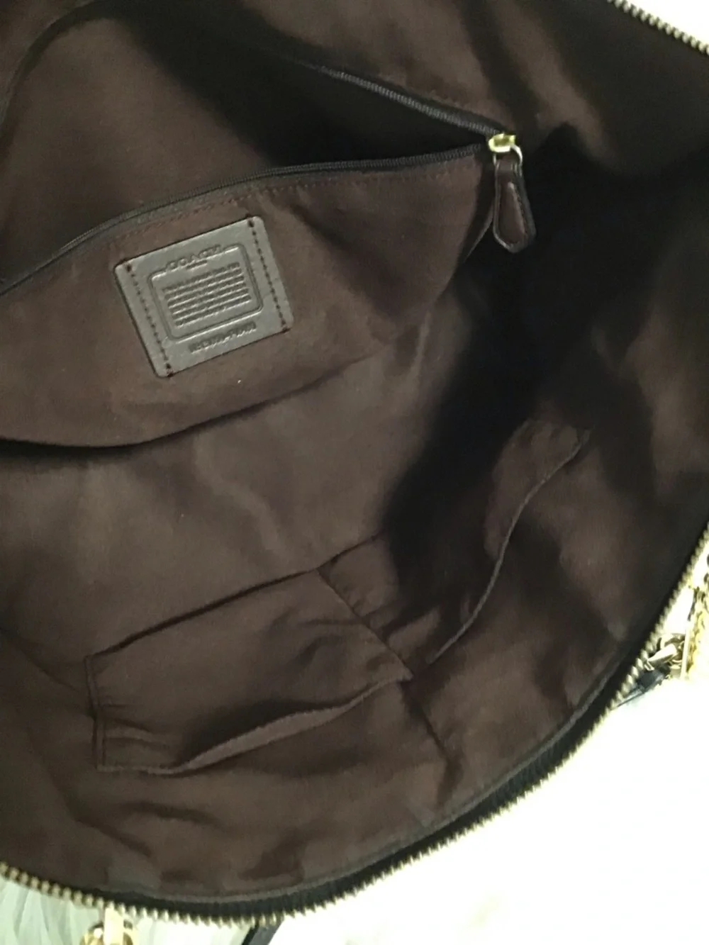 Coach Ava Chain Tote in Signature Embossed Leather Black EUC